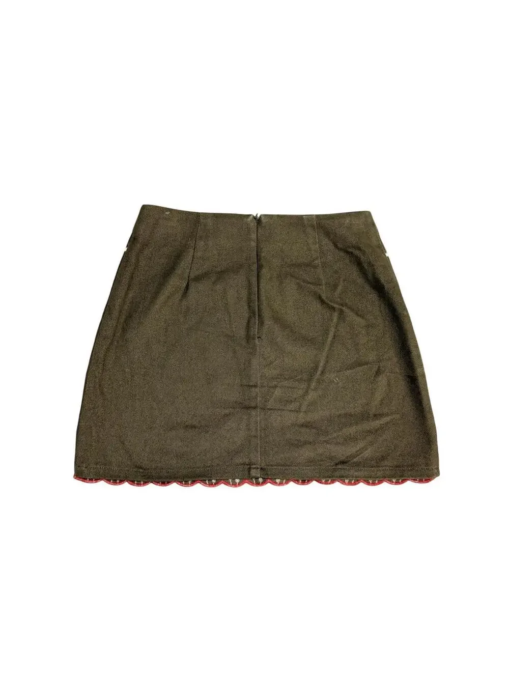 Blue Rain Womens XS Olive Green Embroidered Mini Skirt Boho Floral Folk Women’s - Picture 2 of 3